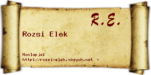 Rozsi Elek névjegykártya